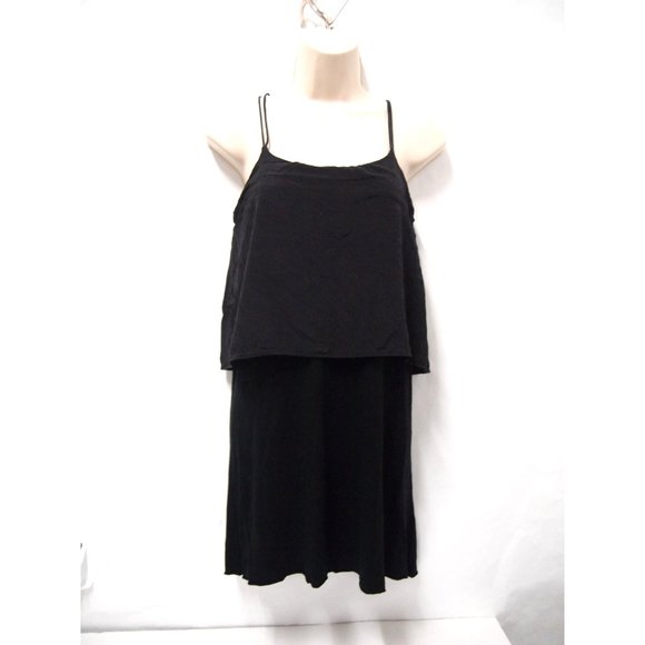AllSaints Womens Fade Dress 2 Mini Black Layered Silk/Knit Strappy Sleeveless - Picture 2 of 8